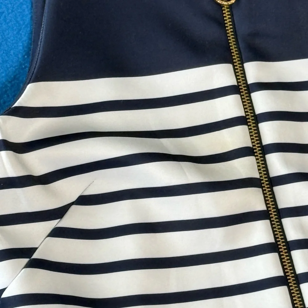 Michael Kors Norwood Striped Front-Zip Scuba Sheath Dress in New Navy Sz‎ 10